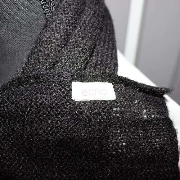 Echo Black Knit Long Scarf – Soft Lightweight Texture - Picture 3 of 3